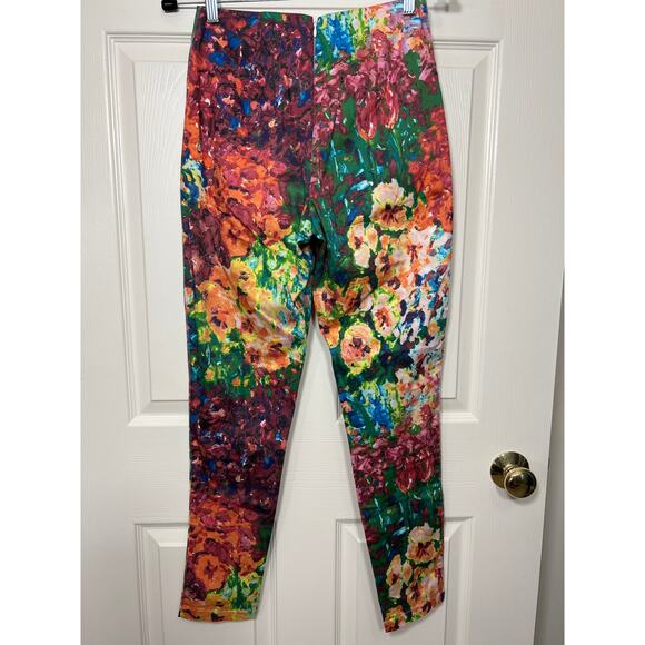 Revolve Casper & Pearl Sophmore Pants Floral Skinny Leg Sheer Front Artsy Fun - Picture 5 of 11